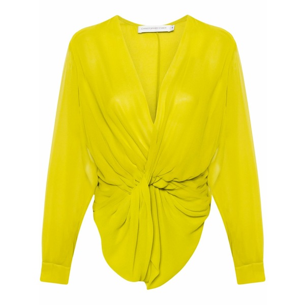 クリストファーエスバー レディース プルオーバー トップス Springs silk twist-front blouse Green