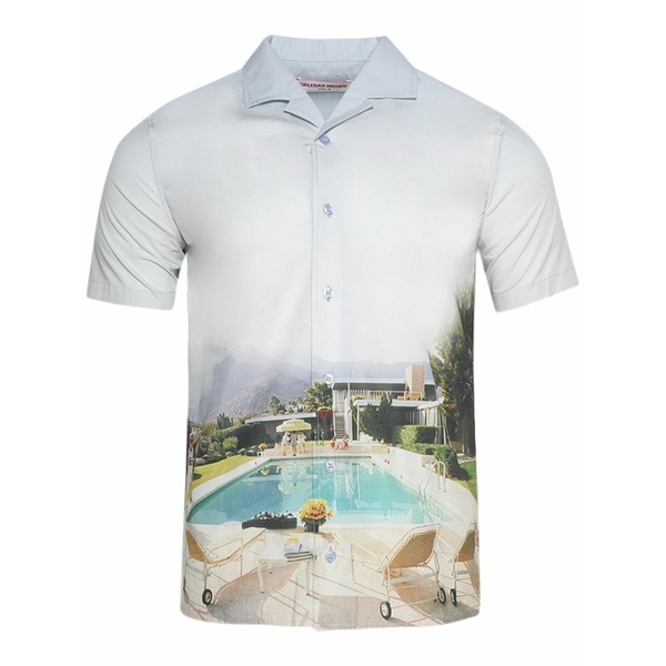 オール赤ちょうちん 赤銅色 メンズ プルオーバー トップス Hibbert photographic shirt White