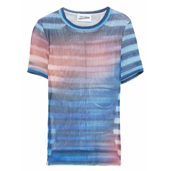 ジャン極点 ゴルチエ レディース ティーシャツ トップス Striped mesh top Blue