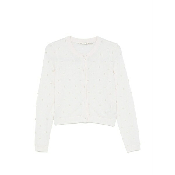 アリス アンド オリビア レディース ジレー アウター Faux-pearl embellished cardigan White