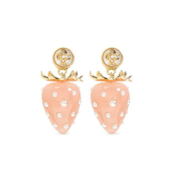 カサブランカ メンズ ピアス・イヤリング 付属物 Strawberry-motif pearl earrings Pink
