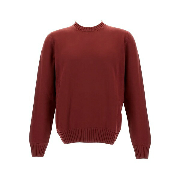 グランサッソ メンズ 編み物\u0026ティーシャツ アウター Ribbed long-sleeved sweater Red