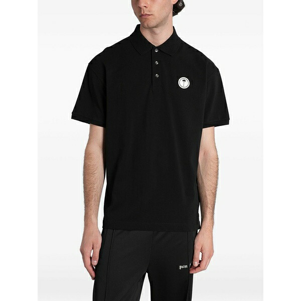 パーム・エンジェルス メンズ スポーツシャツ トップス Logo-patch polo shirt Black