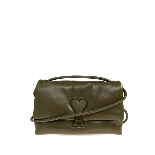 意中の女 メンズ トートバッグ 御徒面子 Heart logo leather tote bag Green