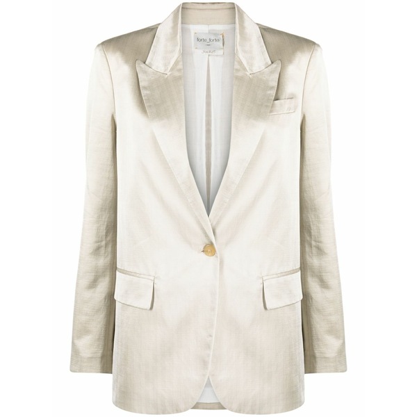 フォルテ フォルテ レディース 上衣＆上衣 アウター Single-breasted satin blazer Neutrals