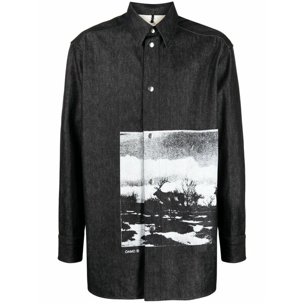 オーエーエムシー メンズ プルオーバー トップス Graphic-print cotton shirt Black
