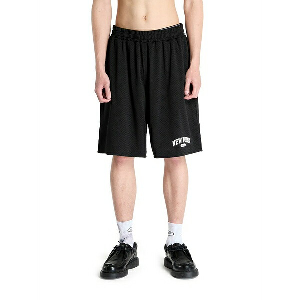 アウェイクニューヨーク メンズ 心地好いズボン下 ボトムス Mesh-panel basketball shorts Black