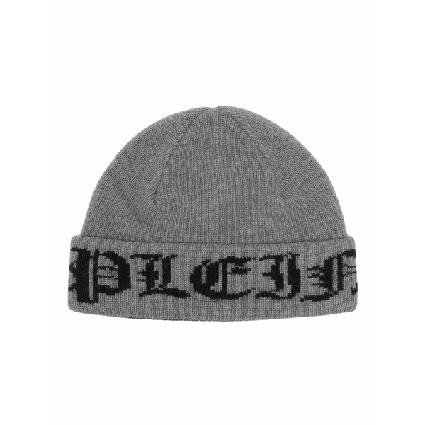 フィリップ飾り気の無い メンズ かぶり笠 添え物 Gothic plein wool beanie hat Grey
