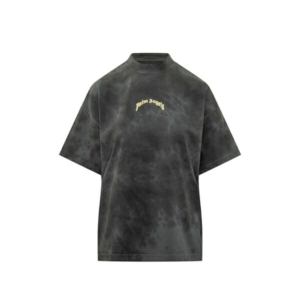 パーム・エンジェルス レディース ティーシャツ トップス Palm-print acid-wash t-shirt Grey