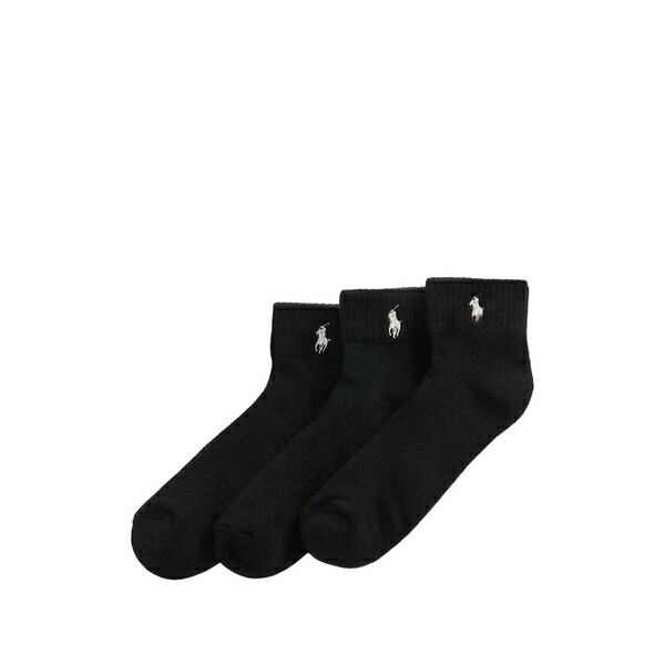 ラルフローレン レディース ソックス アンダー御召しもの Half-cushioned sport ankle socks (set of three) Black