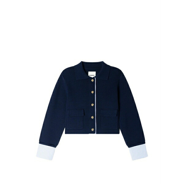 沙子ロ レディース ジレー アウター Buttoned-fastening cardigan Blue