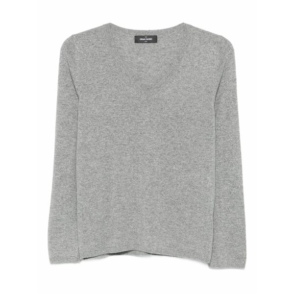 グランサッソ レディース 編み物\u0026ティーシャツ アウター V-neck sweater  Grey