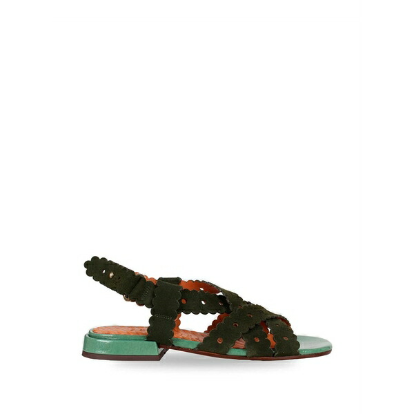 チエミハラ レディース サンダル シューズ Tyby braided flat suede sandals Green
