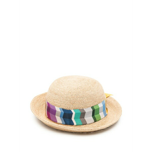 ミッソーニ レディース かぶり笠 佩び物 Ribbon-trimmed sun hat Neutrals