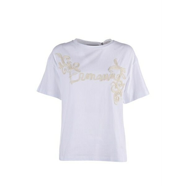 エルマンノ シェルヴィーノ レディース プルオーバー トップス Embroidered logo t-shirt White