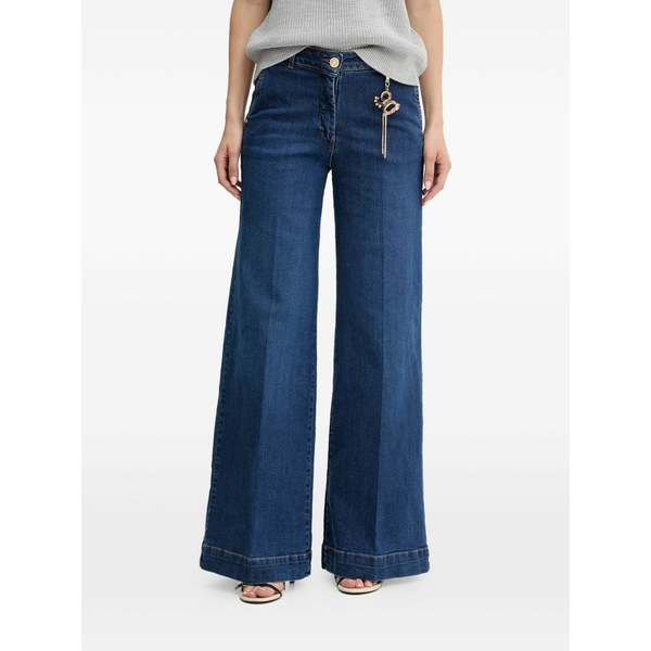 フラコミーナ レディース ジーンズズボン下 ボトムス Charm-detail wide-leg jeans Blue