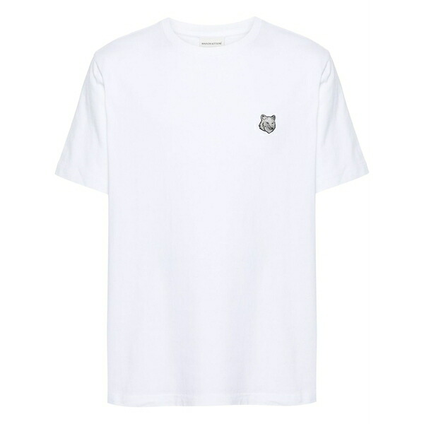 メゾン キツネ メンズ Tシャツ トップス Fox-motif cotton t-shirt White|asty