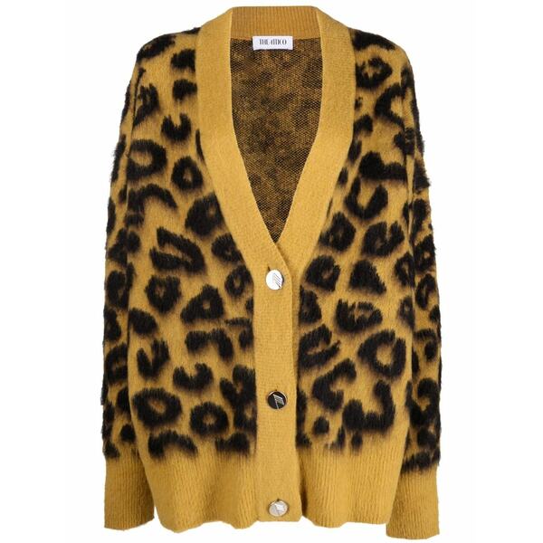 ジ アティコ レディース ジレー アウター Leopard-intarsia knitted cardigan Yellow