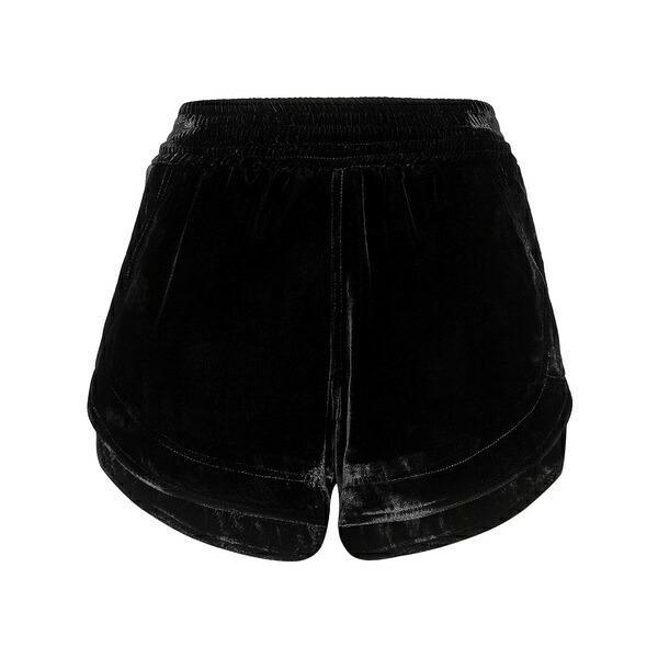 フィリッププレイン レディース カジュアルパンツ ボトムス Velvet elasticated-waist shorts Black｜asty