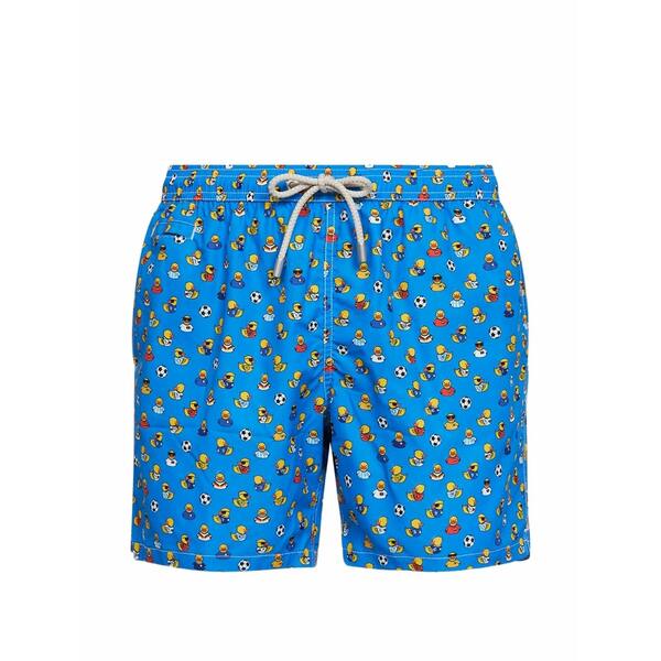 エムシーツーセイントバース メンズ 心地よいズボン下 ボトムス Ducky-soccer-print drawstring swim shorts Blue
