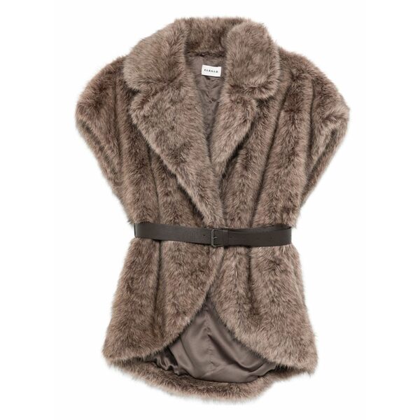 パロッシュ レディース 厚地の外套 アウター Belted gilet Brown