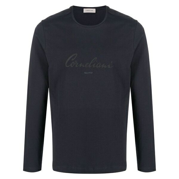 コルネリアーニ メンズ パーカー・スウェットシャツ アウター Logo-print long-sleeve t-shirt Blue