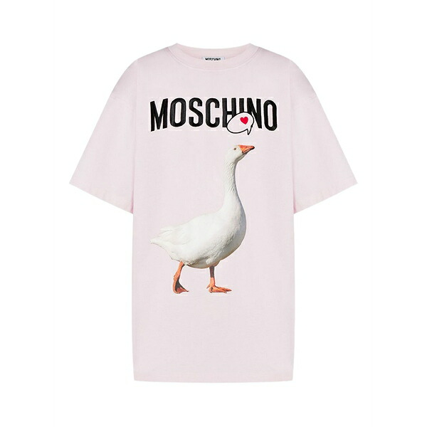 モスキーノ レディース ティーシャツ トップス Goose-print cotton t-shirt Pink