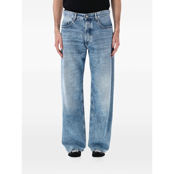 アイコン ジーンズ メンズ ジーンズズボン下 ボトムス Will star-embroidered washed jeans Blue