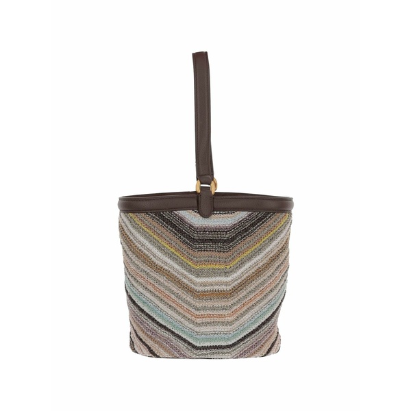 ミッソーニ レディース ショルダーバッグ 御徒面子 Chevron-knit leather-trim shoulder bag Neutrals