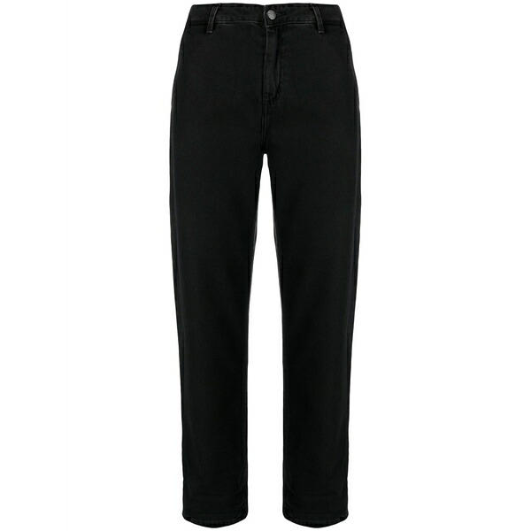 鉄道車両ハート型 レディース ジーンズズボン下 ボトムス Pierce straight-leg jeans Black