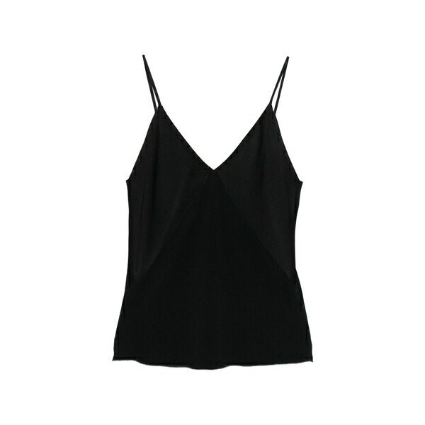 フォルテ フォルテ レディース カットソー トップス V-neck straps tank top Black