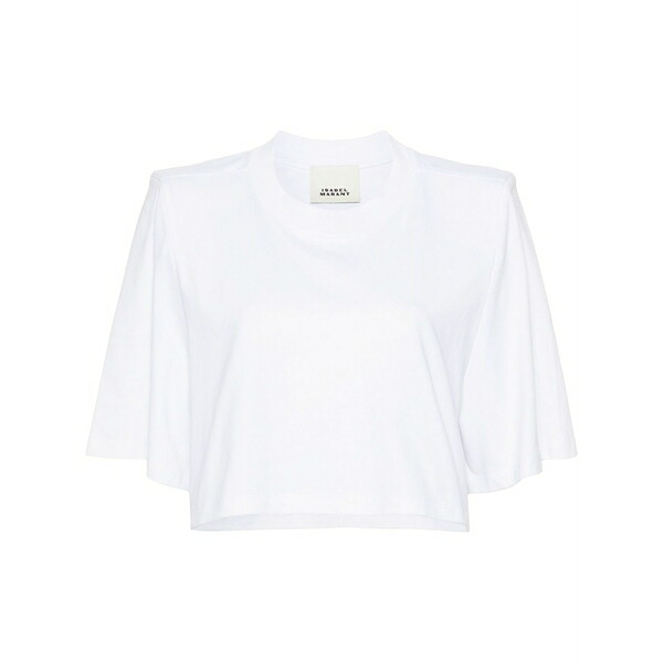 イザ呼びりん マラン レディース ティーシャツ トップス Zaely cotton cropped t-shirt White