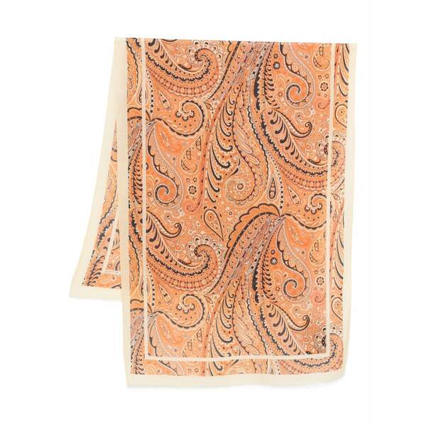 エトロ レディース 消音装置・袈裟・えり巻き 添え物 Paisley-patterned scarf Orange