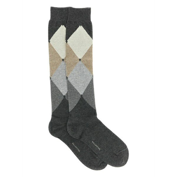バランタイン メンズ 靴下 アンダーウェア Diamond-patterned stocking Grey｜asty