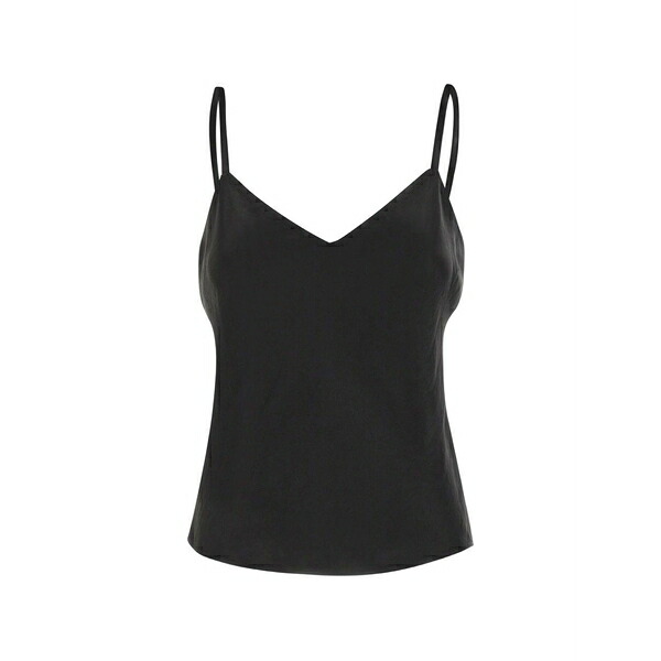 ヴィンス レディース カットソー トップス Satin v-neck camisole top Black