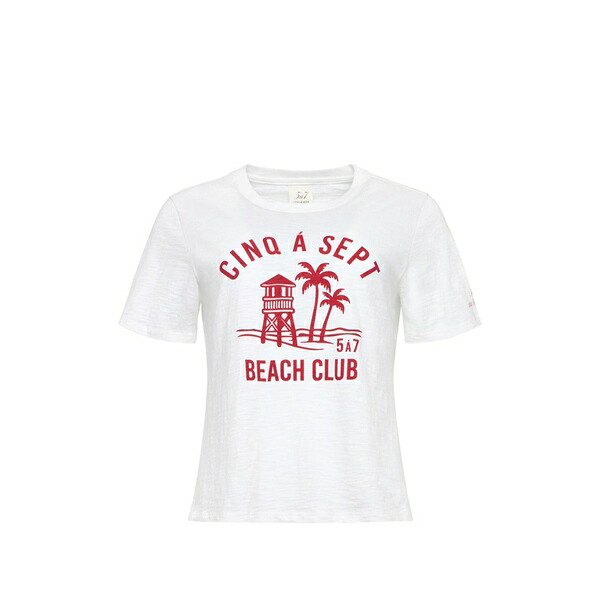 サンクアセプト レディース ティーシャツ トップス Logo-print slub-texture t-shirt White