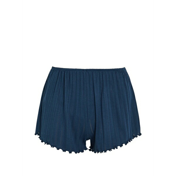 エバージェイ レディース 心地よいズボン下 ボトムス Pointelle-knit ruffled shorts Blue