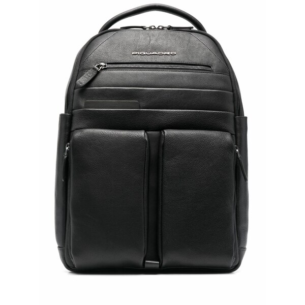 ピークアドロ  メンズ うしろ側風呂敷き包み・背嚢 御徒面子 Logo-plaque leather backpack Black
