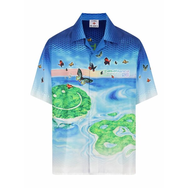 カサブランカ メンズ プルオーバー トップス Printed shirt Blue