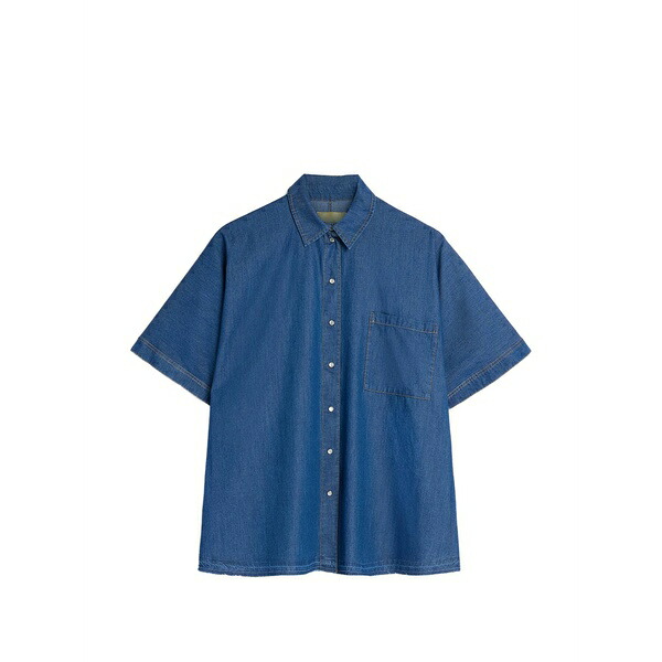 モモン レディース プルオーバー トップス Lila short-sleeve cotton shirt Blue