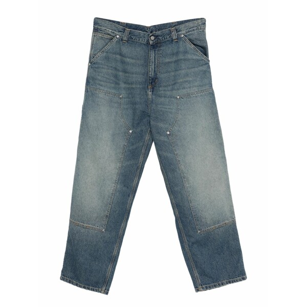 鉄道車両ハート型 メンズ ジーンズズボン下 ボトムス Panelled cotton denim jeans Blue