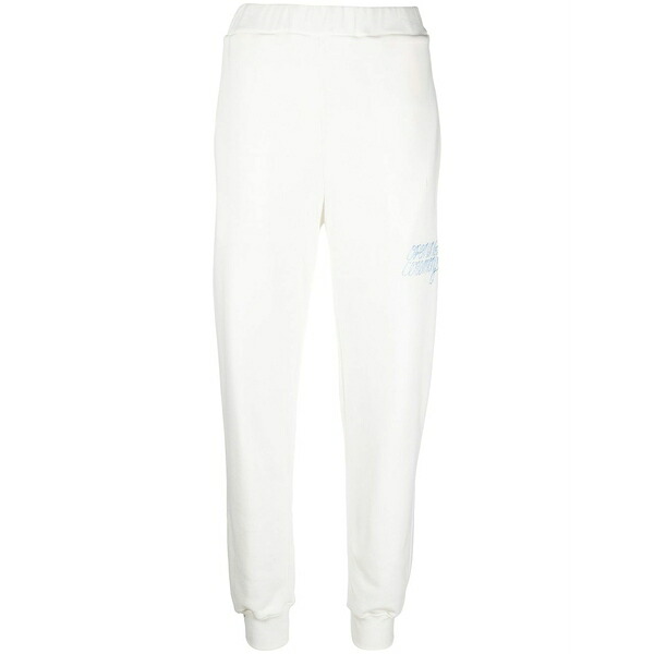 開会式 レディース 心地よいズボン下 ボトムス Embroidered-logo slim track pants White