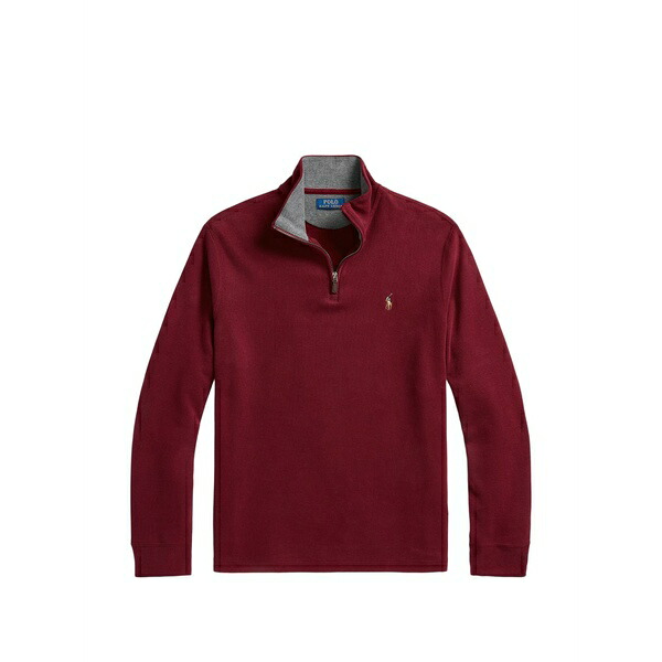 ラルフローレン メンズ 編み物\u0026ティーシャツ アウター Quarter-zip embroidered-logo sweater Red