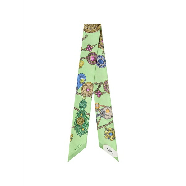 ヴェルサーチ メンズ 消音装置・袈裟・えり巻き 添え物 Printed silk twill ribbon  Green