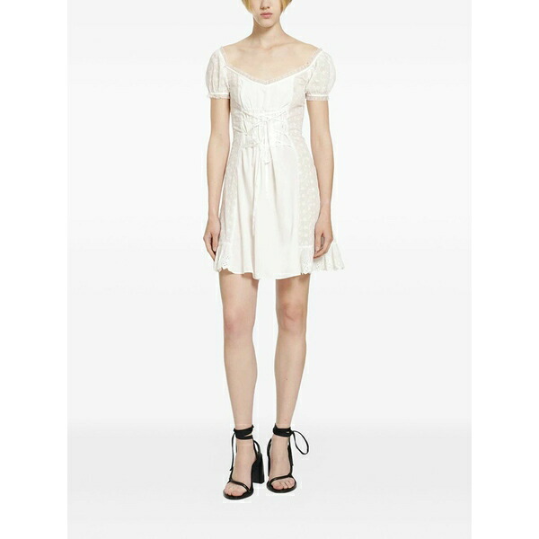 デイジー レディース ワンピース トップス Lace-trim corset-style mini dress White|asty