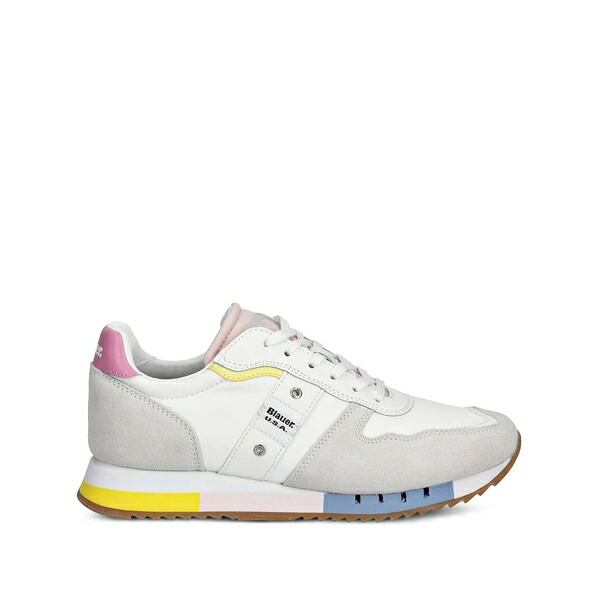 ブラウアー レディース スニーカー シューズ Leather suede panel trainers White