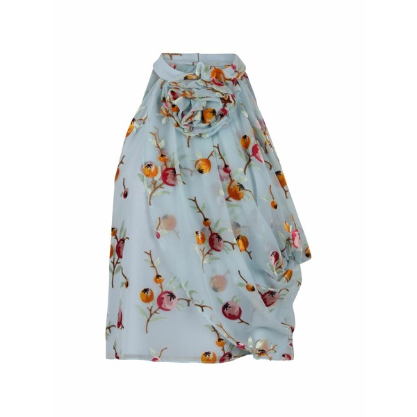 シー レディース プルオーバー トップス Floral-embroidered draped top Blue