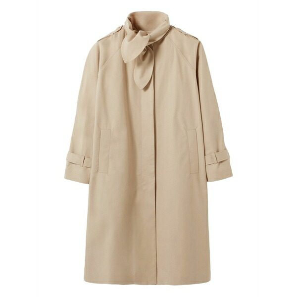 クローディピエルロ レディース 厚地の外套 アウター Tie-detail cotton trench coat Neutrals