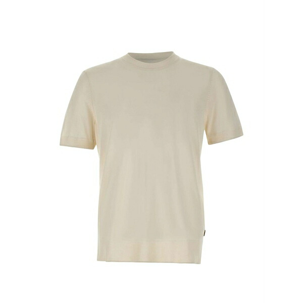 元締め メンズ プルオーバー トップス Crew-neck silk t-shirt  Neutrals