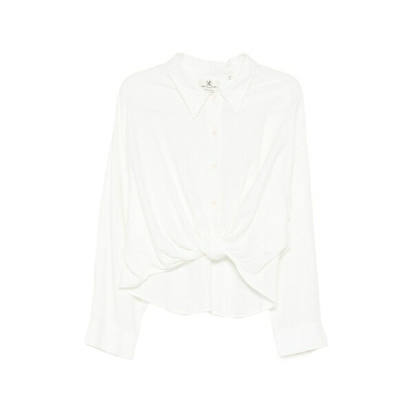 デニミスト レディース プルオーバー トップス Knot-front long-sleeve shirt  White